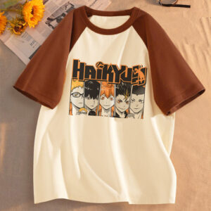 Haikyuu top tees Menina 80s Pastel Clássico Confortável streetwear Roupas Coreanas Camisa Universidade hip hop Respiráve - Oferta na Shopee