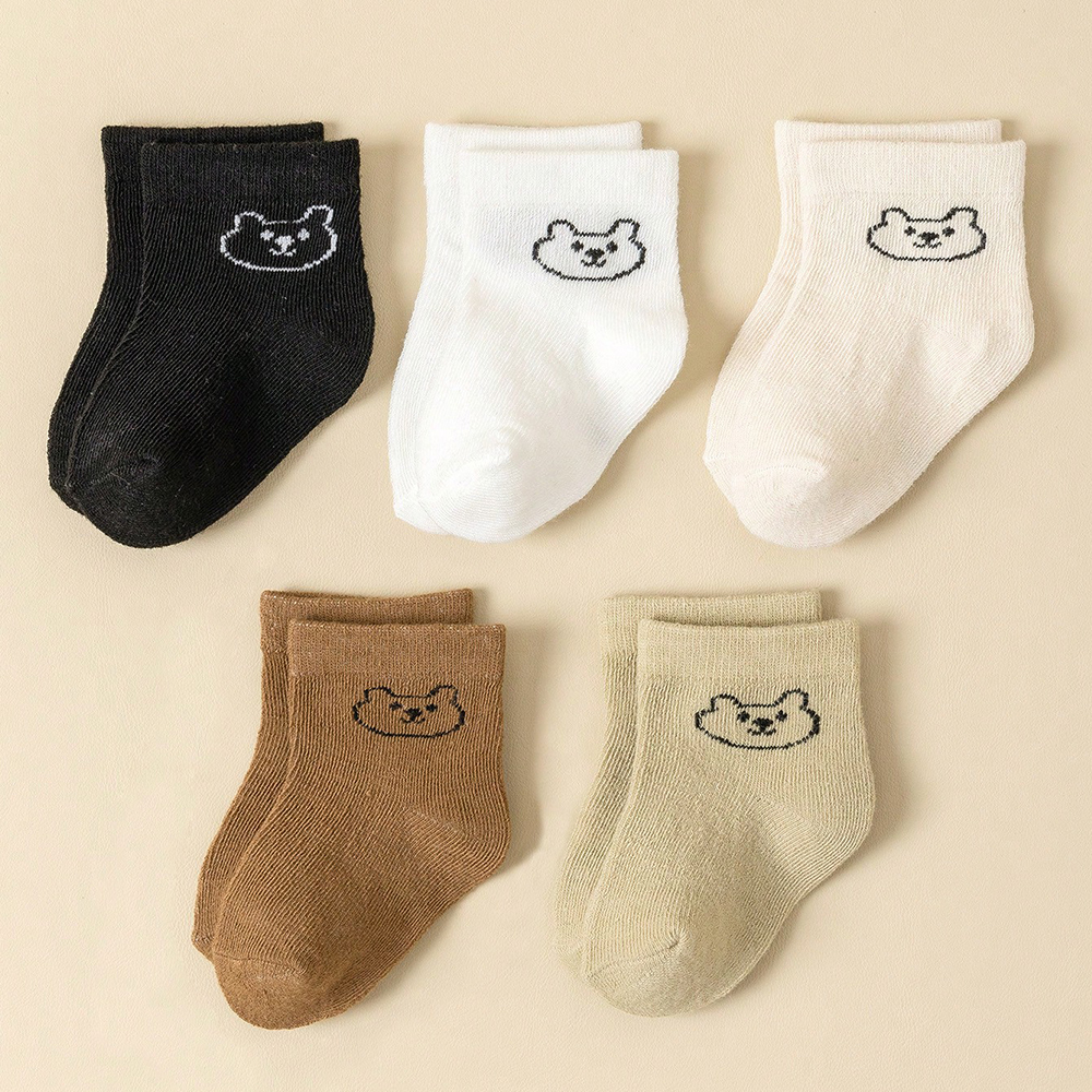 5 Pares De Meias De Bebê Infantil Desenho Animado Cor Sólida Macia E Confortável Cano Médio Para Uso Diário 5 Pares De Meias De Bebê Infantil Desenho Animado Cor Sólida Macia E Confortável Cano Médio Para Uso Diário