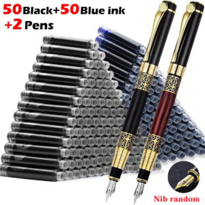 100 peças Conjunto de Canetas-Tinteiro Metálicas Retrô com Tinta Substituível para Escrita em Escritório Escolar - Oferta na Shopee