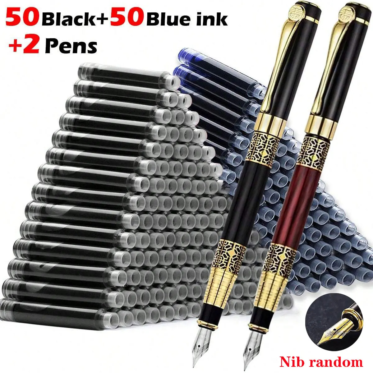 100 peças Conjunto de Canetas-Tinteiro Metálicas Retrô com Tinta Substituível para Escrita em Escritório Escolar 100 peças Conjunto de Canetas-Tinteiro Metálicas Retrô com Tinta Substituível para Escrita em Escritório Escolar - Oferta na Shopee