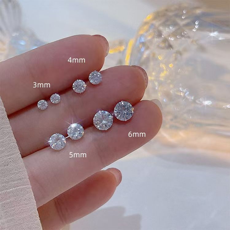 Brincos Cz Banhados A Prata De 4 Pinos Para Mulheres , Hipoalergênicos , Minimalistas , Versáteis , Elegantes Brincos Cz Banhados A Prata De 4 Pinos Para Mulheres