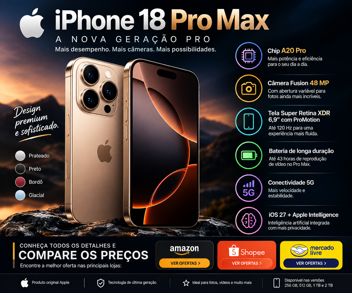IPhone 18 Pro Max: Preço, Ficha Técnica, Câmera e Tudo Sobre o Novo iPhone IPhone 18 Pro Max: Preço, Ficha Técnica, Câmera e Tudo Sobre o Novo iPhone