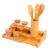 Kit 6 Potes 110ML Tampa Bambu, Rack Organizador, 4 Utensílios