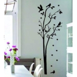 Adesivo Decorativo De Parede Árvore Com Pássaros e Estrelas