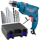Furadeira de Impacto 1/2 POL 550W GSB 550 RE com Reversão e Kit 14 Brocas BOSCH + Maleta