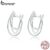 Bamoer 925 Sterling Silver Intertwined Lines Brincos De Argola Francês Para Mulheres Minimalista Simples Boucle Oreille BSE443