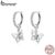 BAMOER Butterfly 925 Silver Hoop Earring