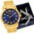 Relógio Masculino Condor Dourado Azul COPC21AECEK4A – Garantia de Um Ano