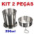 Kit 2 Copo Retrátil Dobrável De Aço Inox Chaveiro 250ml