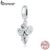 Bamoer 925 Sterling Sliver Pequeno Anjo Encantos Pingente De Moda Cz Mulheres Pulseira Acessórios Scc1686