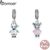 Bamoer 100% 925 Sterling Silver Casal Little Girl & Boy Pingente Charme Fit Meninas Pulseira Jóias Diy Scc543