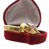 Par Aliança de Casamento/Noivado 6mm Anatômica Chanfrada Lisa + Anel Solitário
