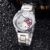 Relógio de Pulso de Quartzo Mostrador Hello Kitty com Pulseira de Aço Inoxidável Feminino Casual Luxuoso