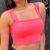 Cropped Alça Grossa Suplex Rosa Pink Neon
