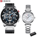 CURREN Fashion Chronograph Homens Relógio Esportivo De Quartzo À Prova D’água Couro Modelo 8346 9072