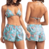 Saida de Praia Short Feminino Curto com Fenda Lateral Soltinho Elastico Acinturado Estampas Verao