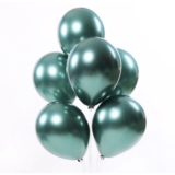 25 Unid Balão 5 Pol verde Metalizado Bexiga Cromado