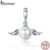 Bamoer 100 % 925 Sterling Silver Anjo Naughty Asa Pena Charme fit Charm Bracelet & Colar Jóias Fazendo SCC381