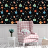 Papel De Parede Quarto Infantil Foguete Planeta Espaço Autoadesivo
