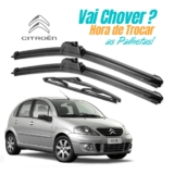 Kit 3 Palhetas Limpador Parabrisa + Traseiro Citroen C3 2002 2003 2004 2005 a 2012 Promoção