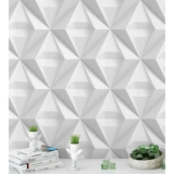 Papel de Parede 3D Triangulos em tons de branco e cinza