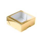 Caixa 4 Doces com Visor S11 9x9x4cm Dourado 10un – ASSK