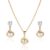 Kit Conjunto Semijoia Com Pérola Banhado a Ouro 18K Original Presente Moda CJ0028