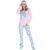 Pijama Feminino Tecido Canelado Fechado De Inverno Blusa Manga Longa Estampada E Calca Quentinho