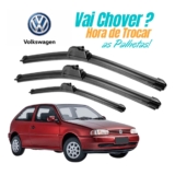 Kit de 3 Palhetas para Limpador de Parabrisa Dianteiro + traseiro para Vw Gol Bola G2 1995 á 1999