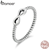 Bamoer 100 % 925 Sterling Silver Trendy Infinito Elegante SCR094 Anéis De Dedo Para As Mulheres Noivado Jóias Presente