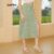 Lovito Boho Saia Floral com Fenda de Baile L24ED146 (Verde)