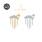 Piercing Helix Tragus Conch Boca-Medusa Labret Titânio G23 PVD Cluster Correntaria 5 Zircônias Lomiss piercing