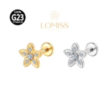 Piercing Helix Conch Labret Titânio PVD Flor Zircônia Lomiss piercing