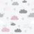 Papel De Parede Nuvens Cinza E Rosa Com Passarinhos Quarto Decoração Inove