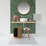 Papel de Parede Painel 3D Mármore Carrara Verde Escuro 1,5M Revestimento Pedra Requinte Auto Colante