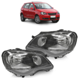 Par Farol Dianteiro Polo 2007 2008 2009 2010 2011 2012 2013 2014 Máscara Negra Foco Duplo Lente Lisa Acrilico