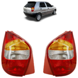 Par Lanterna Traseira Palio 2001 2002 2003 2004 Tricolor Carcaça Vermelha Lente Lisa