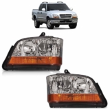 Par Farol Dianteiro S10 2001 2002 2003 2004 A 2011 Máscara Cromada Foco Duplo Lente Lisa Acrilico