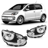 Par Farol Up! Tsi 2014 2015 2016 2017 Máscara Cromada Foco Simples Encaixe Lâmpada H4