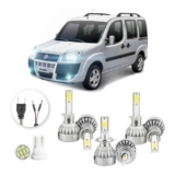 Lâmpadas Ultra Led Fiat Doblo 20000lm Alto Baixo e Milha + Pingo Led