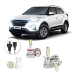 Lâmpadas Ultra Led Hyundai Creta 1.6 / 2.0 20000lm Alto Baixo e Milha + Pingo Led