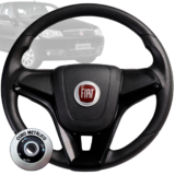 Volante Esportivo cruze preto logo fiat vermelho para Mile Fire Palio Marea Brava Strada Punto Stilo