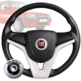 Volante Esportivo cruze branco logo fiat vermelho para Uno Fire Palio Siena Punto Ducato Doblô