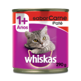 Ração Úmida Lata Whiskas Gatos Adultos Patê de Carne 290g