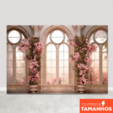 Fundo Fotográfico Dia das Mães Cenário Janela Flores Painel para Foto Em Tecido Sublimado – FFJ-118