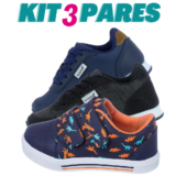 Kit 3 Pares de Tenis Infantil Menino Dinossauro e Jogging Escolar Kidstep