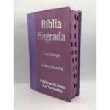Bíblia Sagrada Tamanho Grande Com Harpa Palavras de Jesus em vermelho Faixa Lilás