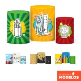 Capa Cilindro Festa Escolar Veste Fácil em Tecido com Elástico Decoração Formatura