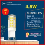 Lâmpadas LED 5W G9 Halopin 110V/220V, Branco Quente (Amarelo) Branco Frio (Branco) para arandelas luz bipino