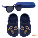 Kit Sandália Babuche E Óculos de Sol Infantil Menino Chinelo Calce Fácil Leve Macio Masculino 12.18 14.01